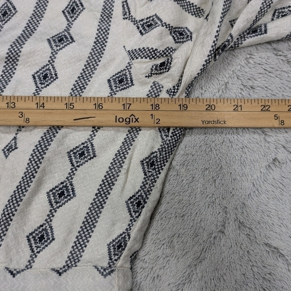 Vila Clothes Romper Women's M White Geometric V-Neck Playsuit Puff Sleeves - Picture 3 of 8